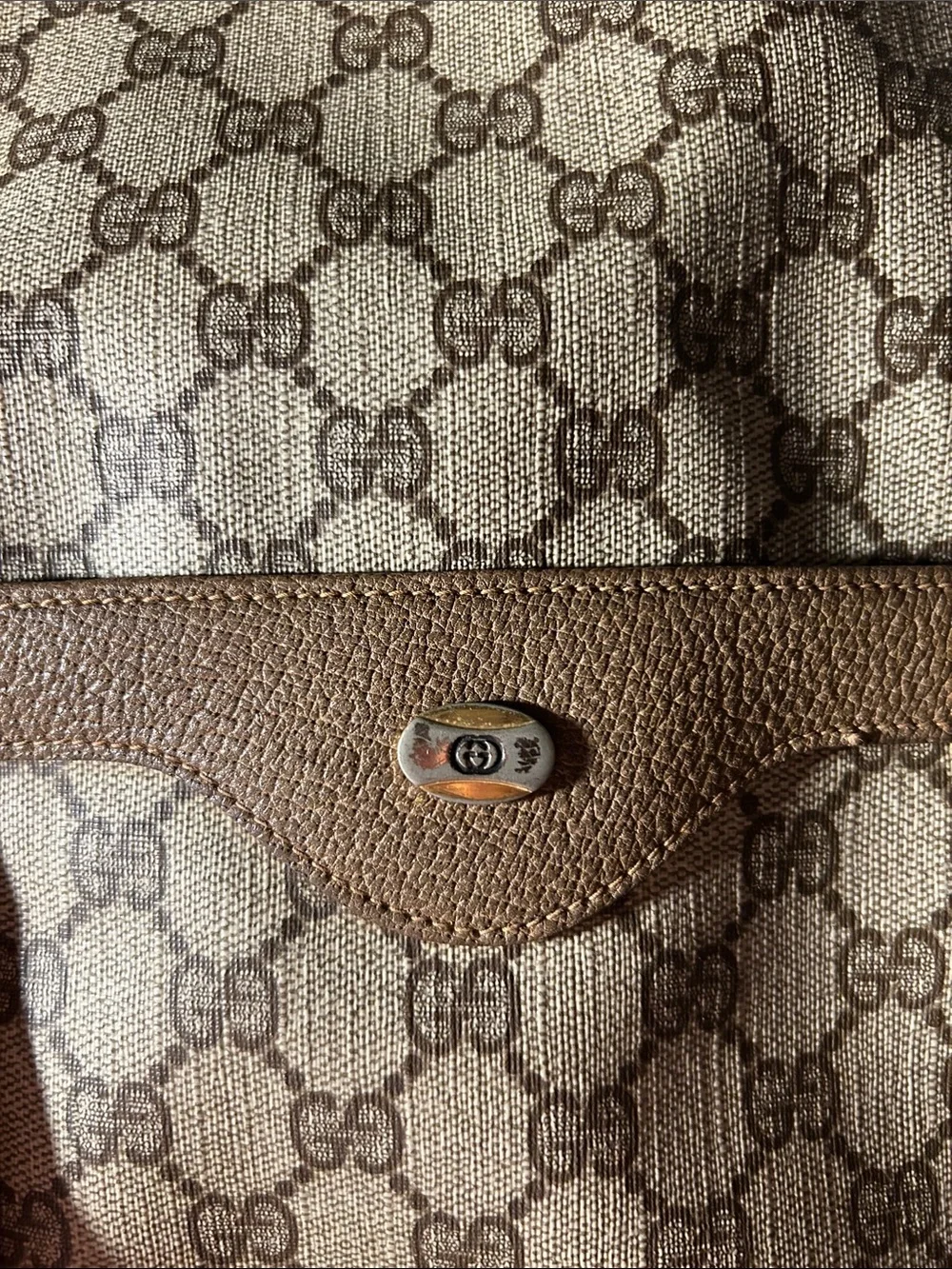 Gucci Beige/Tan GG Canvas Tote with Green & Red Web Strap